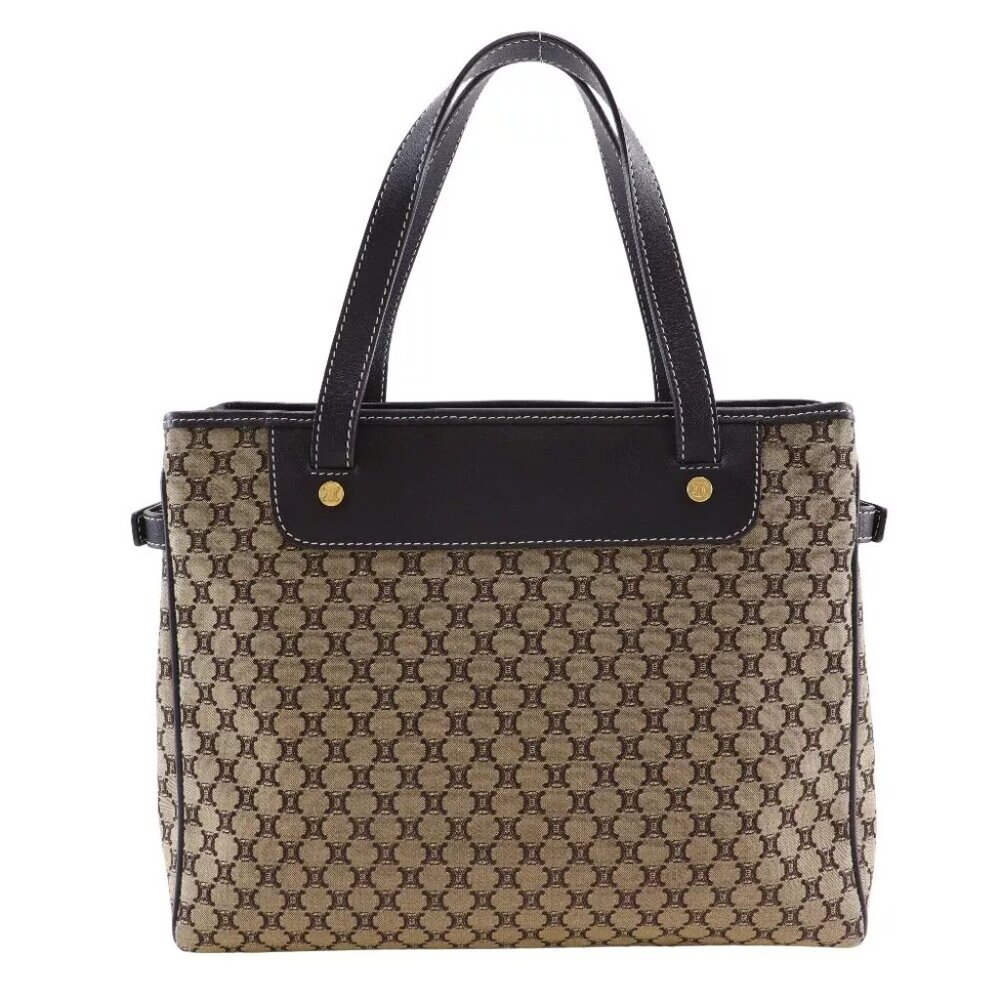 CELINE Macadam Handbag Brown canvas/Calfskin Women - Picture 7 of 8